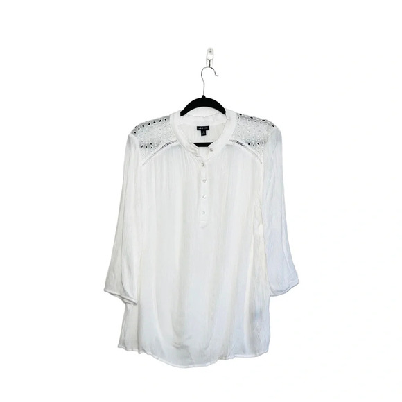 Torrid White Eyelet Shoulder Peasant Cottagecore Popover Top 0X Women’s - Picture 1 of 10